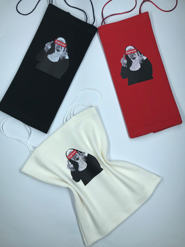 کراپ تاپ بند ماکارون طرح "supreme" نخ پنبه