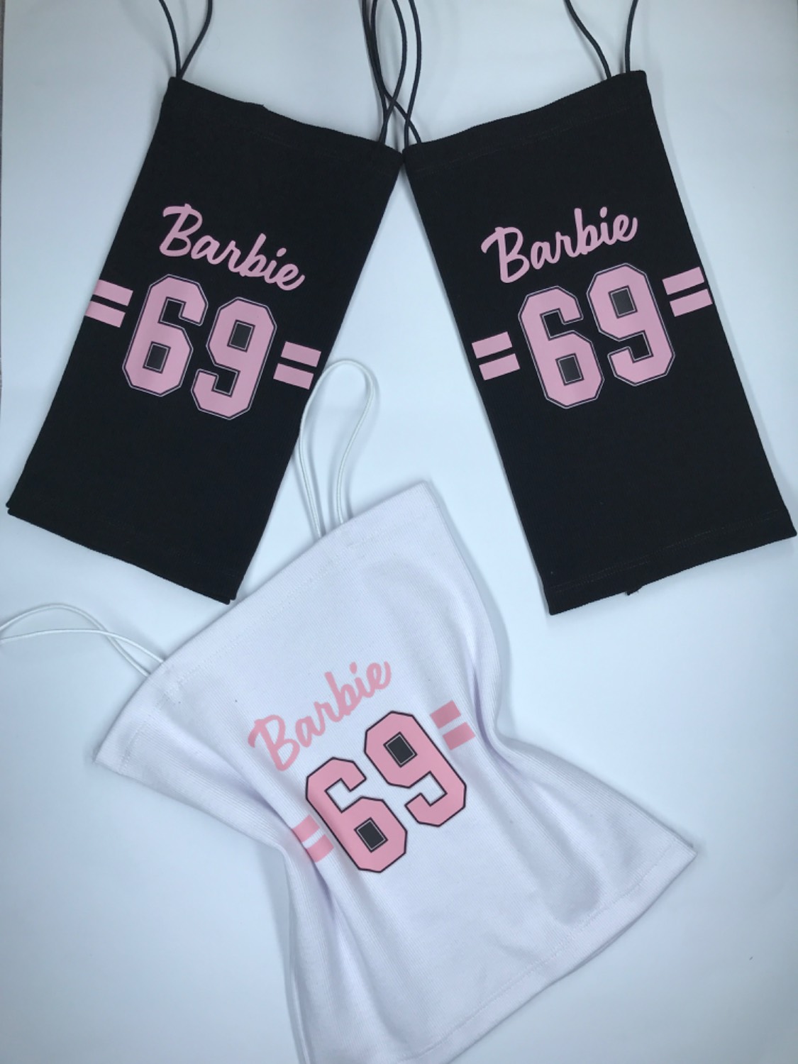 کراپ تاپ بند ماکارون طرح "69" نخ پنبه