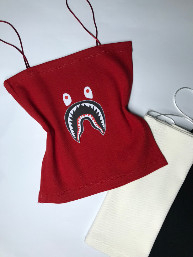 کراپ تاپ بند ماکارون طرح "BAPE" نخ پنبه