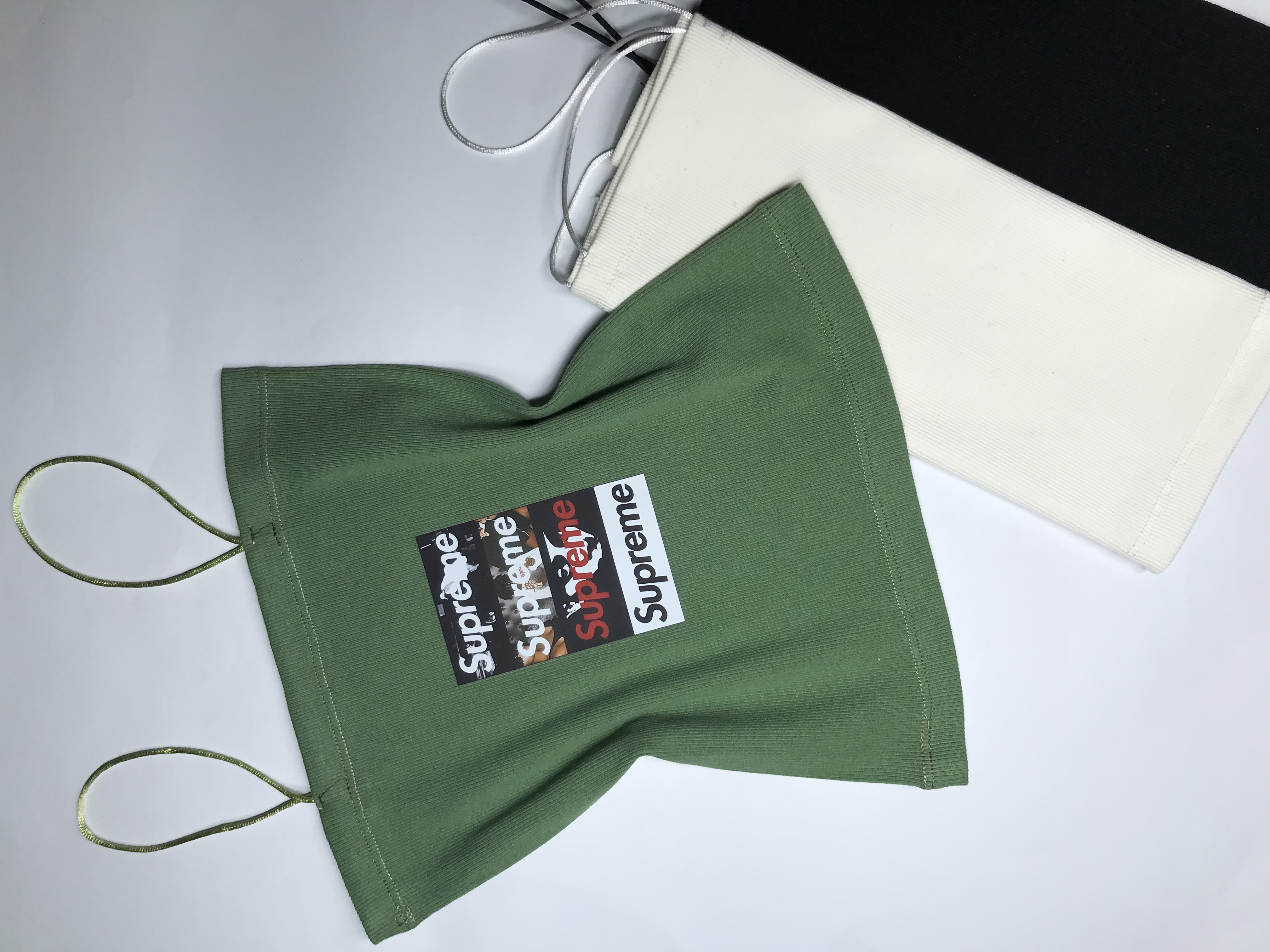 کراپ تاپ بند ماکارون طرح "Supreme" نخ پنبه