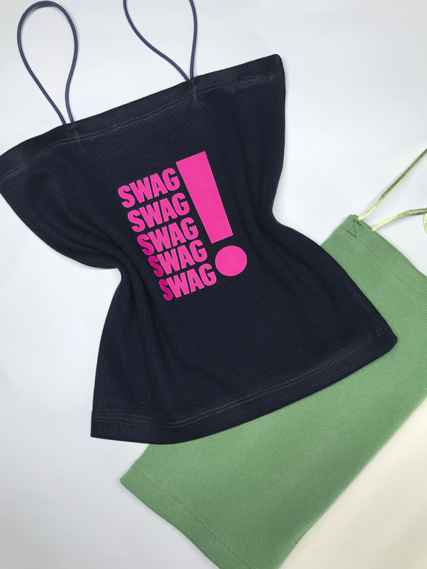 کراپ تاپ بند ماکارون طرح "SWAG" نخ پنبه
